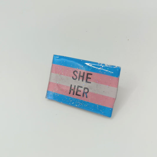 She/Her Pronoun Pride pin/button