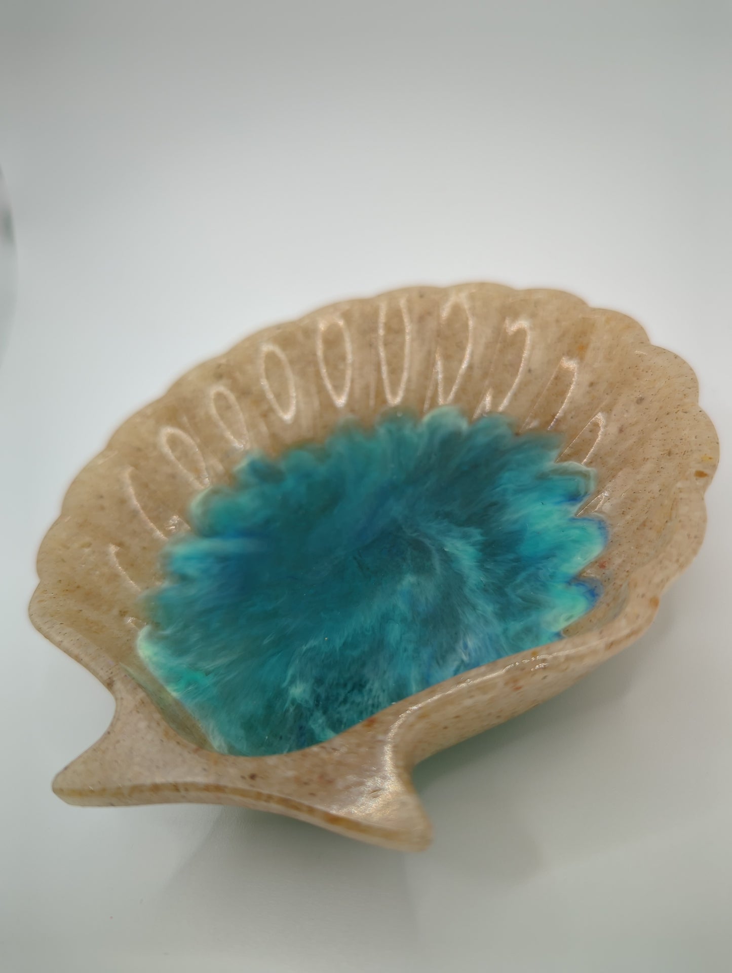 Seashell Trinket/Jewelry Dish, Beach Style w/ Sand